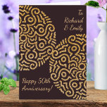 Elegant Red Gold Mandala Wedding Anniversary Card<br><div class="desc">Elegant dark red wedding anniversary card with gold boho mandala and personalised gold name and expression: Happy Anniversary.</div>