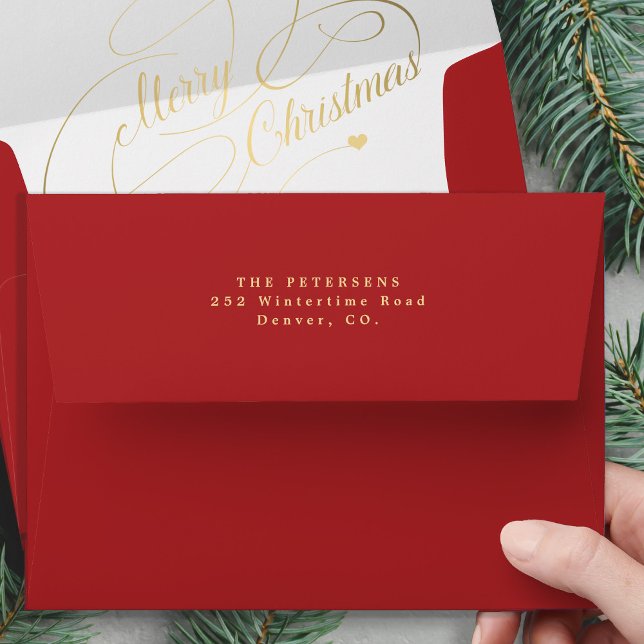 Elegant red gold Merry Christmas Envelope (Creator Uploaded)