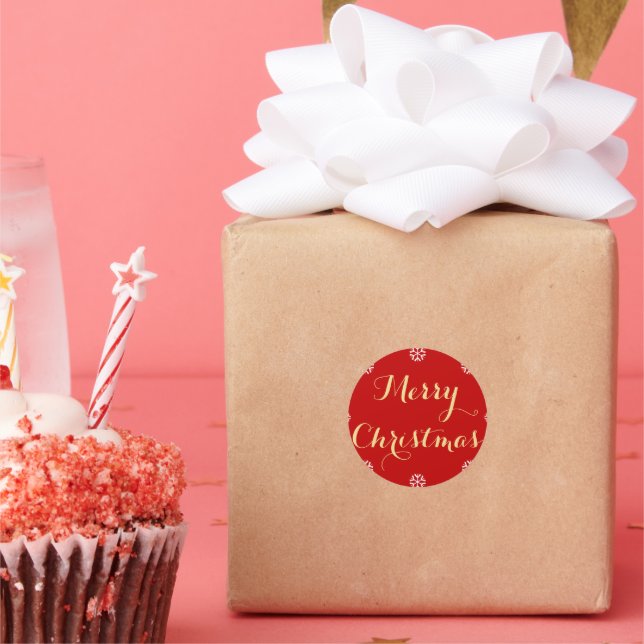 Elegant Red Gold Merry Christmas Envelope Seals (Party)