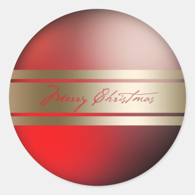 Elegant Red Gold Merry Christmas Stickers (Front)