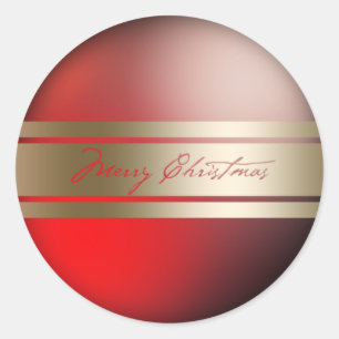 Elegant Red Gold Merry Christmas Stickers