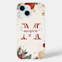Elegant Red Gold Monogram Name Custom