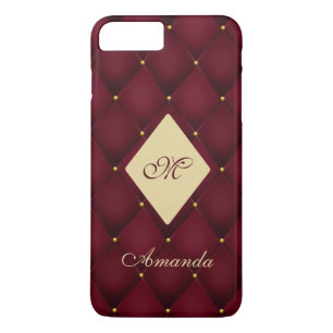 Elegant Red Gold Monogram Tufted iPhone 8 Plus/7 Plus Case