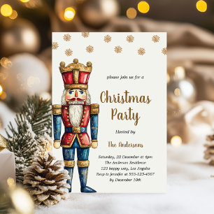Elegant Red & Gold Nutcracker Christmas Party      Invitation
