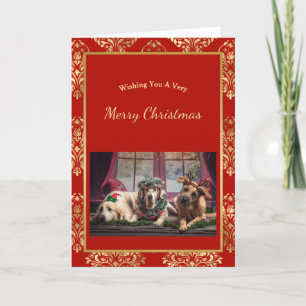 Elegant Red Gold Photo Christmas Holiday Card