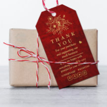 Elegant Red Gold Scratch floral thank you 