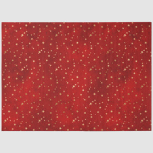 Elegant Red Gold Stars Christmas Tissue Paper
