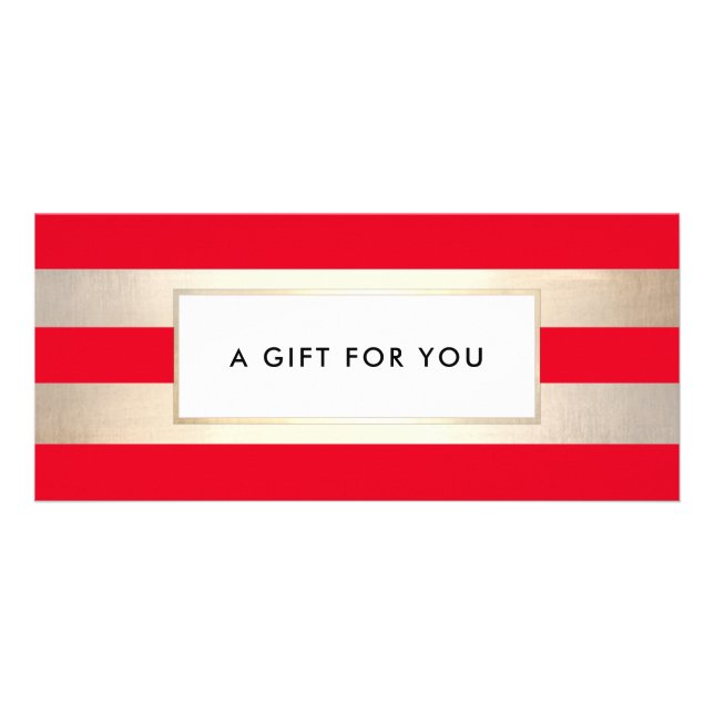 Elegant Red Gold Striped Spa Gift Certificate (Front)