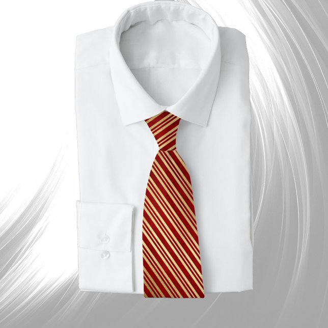 Elegant Red Gold Stripes Tie (Creator Uploaded)