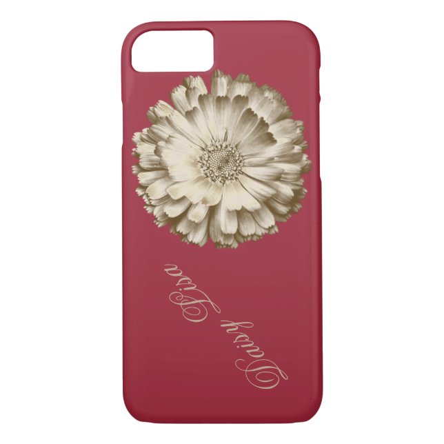 Elegant Red Gold sunflower Personalised name Case-Mate iPhone Case (Back)