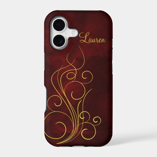 Elegant Red Gold Swirl (Back)