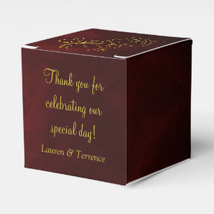 Elegant Red Gold Swirl Wedding Favour Box