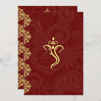 Elegant Red & Gold Vinayaka Wedding Design Invitation