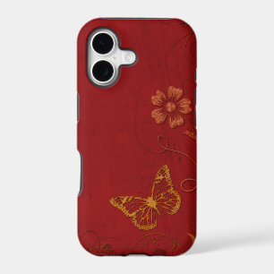 Elegant Red & Gold Vintage Butterflies