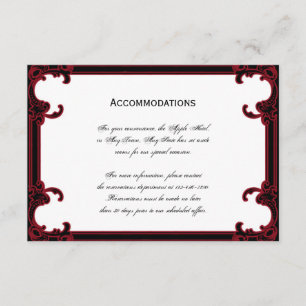 Elegant Red Gothic Frame Wedding Accomodations Enclosure Card