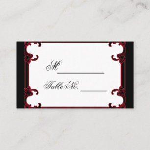 Elegant Red Gothic Frame Wedding Place Card