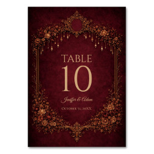 Elegant Red Gothic Halloween Wedding Table number