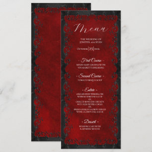Elegant red Gothic Wedding Menu