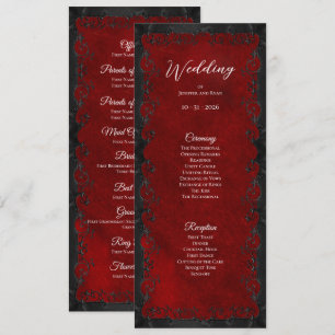 Elegant red Gothic Wedding Program Menu