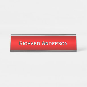 Elegant Red Gradient Desk Name Plate