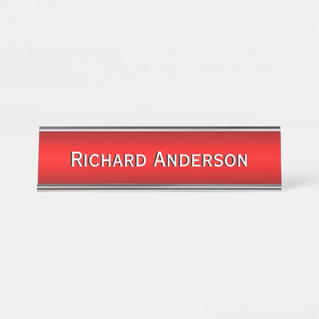 Elegant Red Gradient   Desk Name Plate (Front)