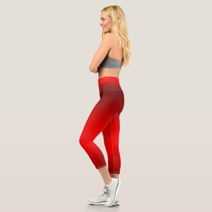 Elegant Red Gradient to Black  Capri Leggings