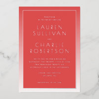 Elegant Red Gradient Wedding Invitation