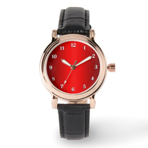 Elegant Red Gradient with White Numbers Watch
