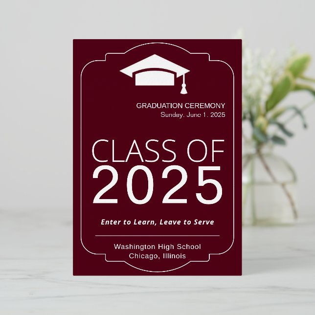 Elegant Red Graduation Announcement 2025 (Standing Front)