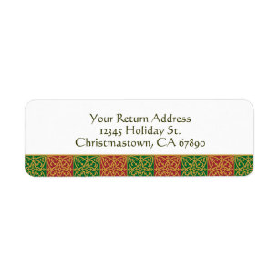 Elegant Red Green and Golds Custom Holiday Labels