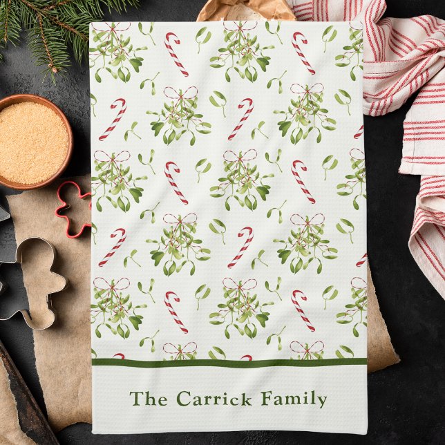 Elegant Red & Green Christmas Botanical Tea Towel (Creator Uploaded)