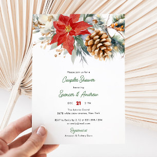 Elegant Red Green Christmas Couples Shower Invitation
