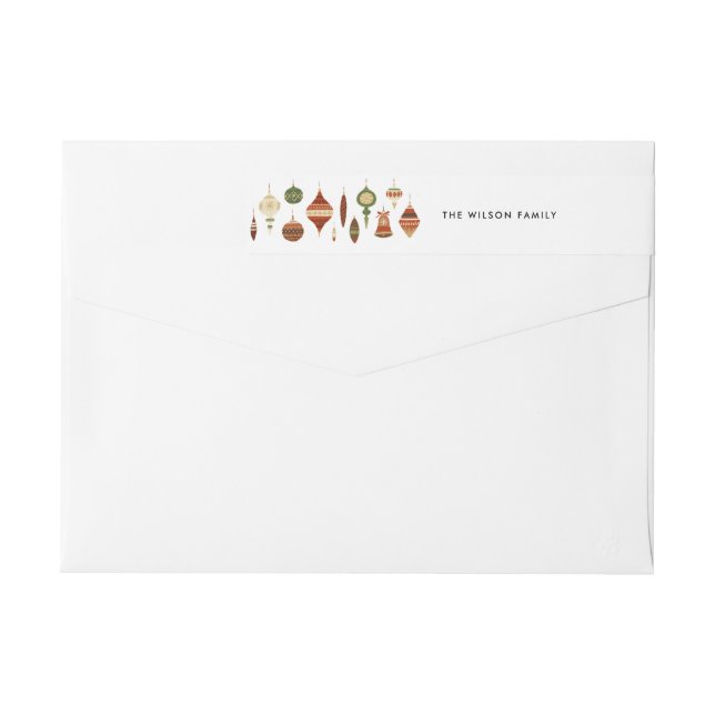 ELEGANT RED GREEN CHRISTMAS ORNAMENT STAR DECOR WRAP AROUND LABEL (Back)