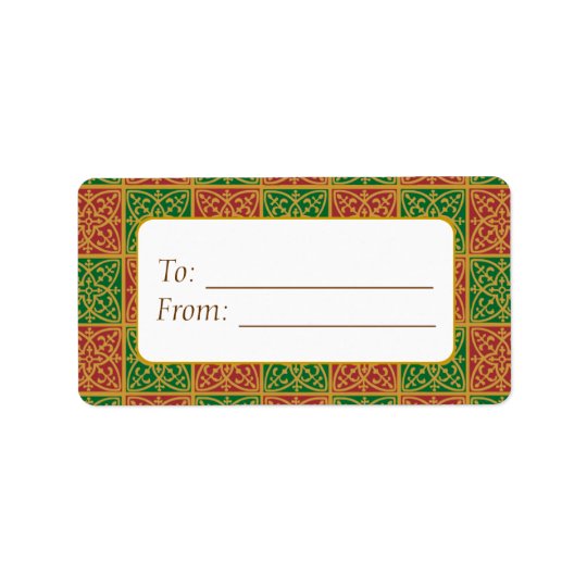 Elegant Red Green Fleur de Lis Gift Tag Labels
