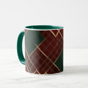 Elegant Red green Gold Festive Plaid Mug