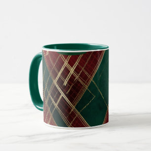 Elegant Red green Gold Festive Plaid  Mug