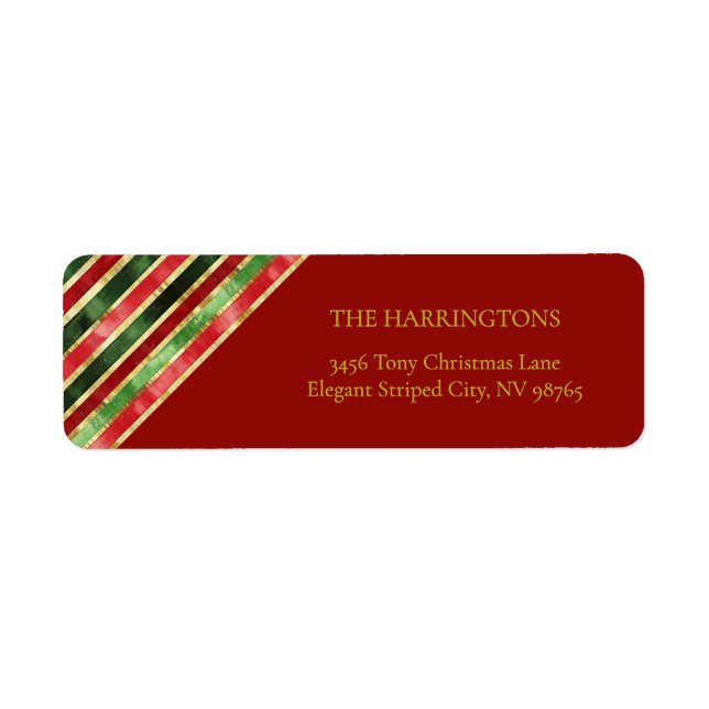 Elegant Red Green Gold Stripes Christmas (Front)