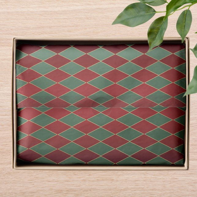 Elegant Red Green Harlequin Luxury Pattern Tissue Paper (Creator Uploaded)