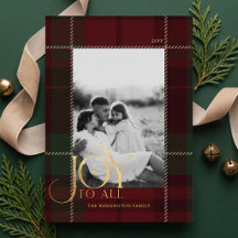 Elegant Red Green Plaid Family Photo Christmas