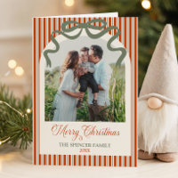 Elegant Red Green Stripe Bow Photo Arch Christmas