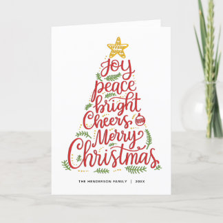 Elegant Red Green Typography Christmas Card