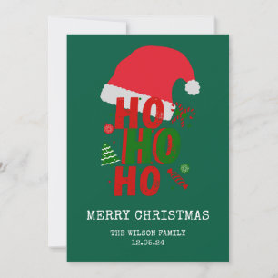 Elegant Red Green White Merry Christmas Holiday Card