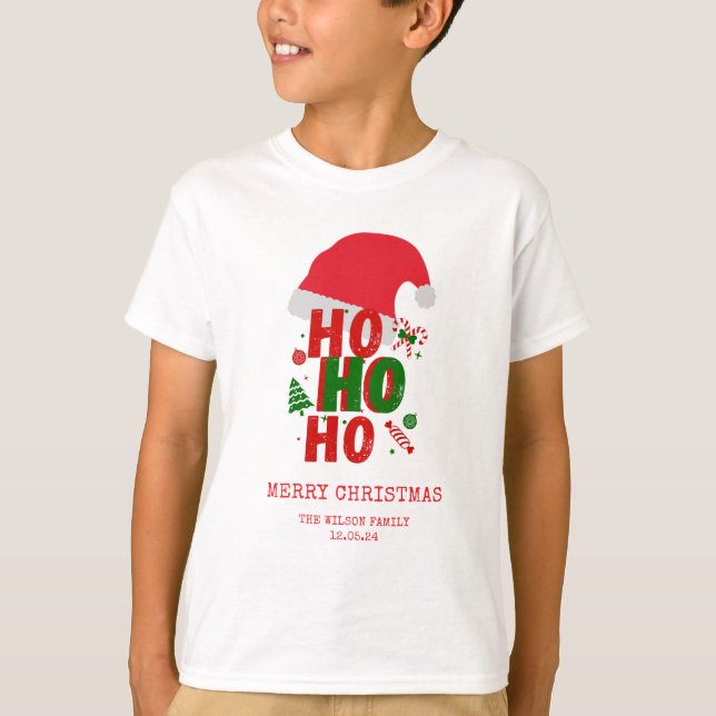 Elegant Red Green White Merry Christmas T-Shirt (Front)