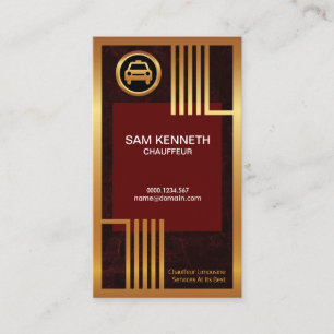 Elegant Red Grunge Golden Borders Taxi Chauffeur Business Card