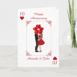 Elegant Red Happy Anniversary Personalised Card