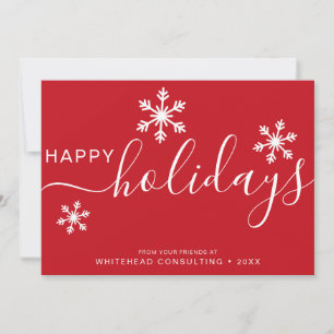 Elegant Red Happy Holidays Greeting Holiday Card