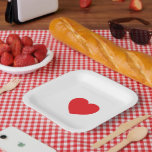 Elegant Red Heart 7" Sqr Personalised Paper Plate<br><div class="desc">Celebrate love with this elegant 7" square personalised paper plate featuring a charming red heart design. Ideal for weddings,  anniversaries,  and romantic events,  it blends style with convenience. Customise with names or a special message to add a personal touch. Durable,  disposable,  and perfect for memorable gatherings.</div>