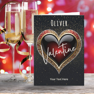 Elegant Red Heart Glitter Effect Valentine's Day Holiday Card