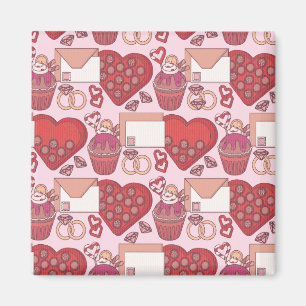 Elegant Red Heart Love Theme Valentine’s Day Gift Magnet