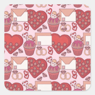 Elegant Red Heart Love Theme Valentine’s Day Gift Square Sticker